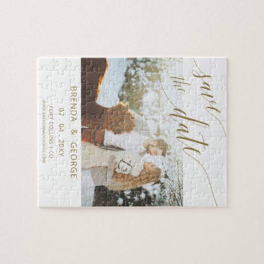 Puzzle Simple Gold Script Calligraphie Photo Enregistrer  (Horizontal)