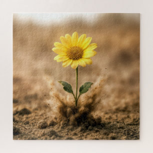 Puzzle Simple marguerite jaune jaillissant de la terre