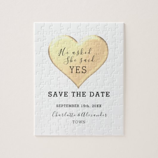 Puzzle Simple Mariage Enregistrer La Date (Vertical)