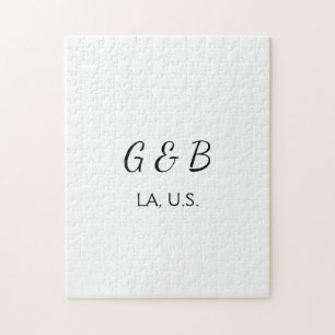Puzzle SIMPLE MINIMAL add your couple name city name text