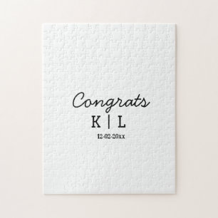Puzzle Simple minimal congrats add letters monogram date