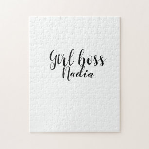 Puzzle simple minimal girl boss add name text image busin