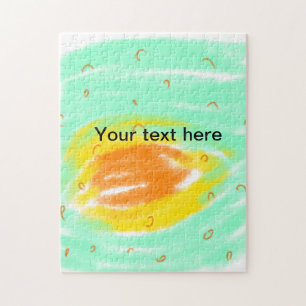 Puzzle Simple minimal vert orange aquarelle ajoutez texte