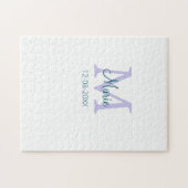 Puzzle simple minimum ajouter nom monogramme violet vert (Horizontal)