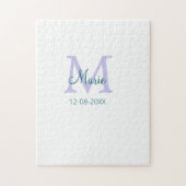Puzzle simple minimum ajouter nom monogramme violet vert (Vertical)