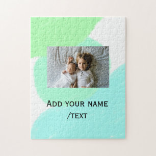 Puzzle simple vert bleu aquarelle ajouter photo texte per
