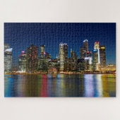 Puzzle Singapour Skyline la nuit avec des lumières sur l' (Horizontal)