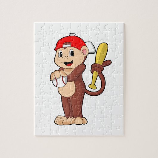 Puzzle Singe au baseball avec batte de baseball (Vertical)