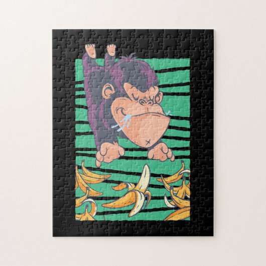 Puzzle Singe Mignonne Avec Bananes (Vertical)