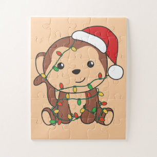 Puzzle Singe Noël Animaux d'hiver Singes Jigsaw Puz