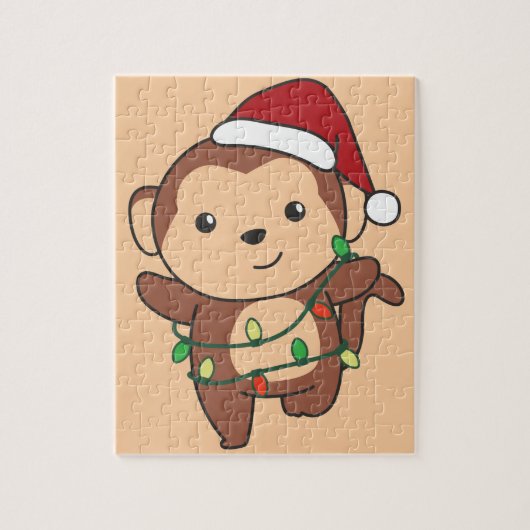 Puzzle Singe Noël Animaux d'hiver Singes Jigsaw Puz (Vertical)