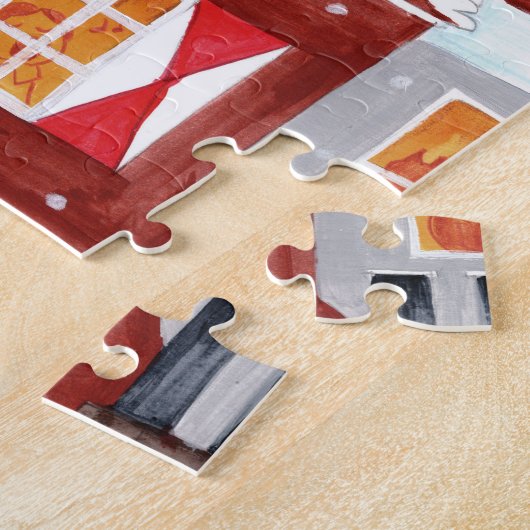 Puzzle Sinterklaas et Piet sur les toits d'Amsterdam (Côté)