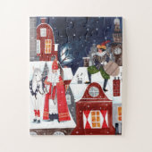 Puzzle Sinterklaas et Piet sur les toits d'Amsterdam (Vertical)