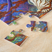 Puzzle Sirène à tête rouge en Corse avec lune et poisson (Côté)