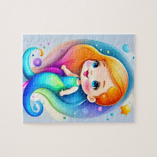 Puzzle Sirène d'aquarelle mignonne (Horizontal)