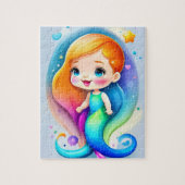 Puzzle Sirène d'aquarelle mignonne (Vertical)