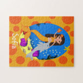 Puzzle Sirène orange dans l'océan avec un dauphin (Horizontal)