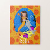 Puzzle Sirène orange dans l'océan avec un dauphin (Vertical)