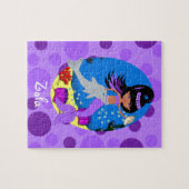 Puzzle Sirène pourpre dans l'océan avec un dauphin (Horizontal)