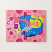 Puzzle Sirène rose dans l'océan avec un dauphin (Horizontal)