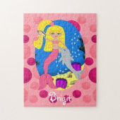 Puzzle Sirène rose dans l'océan avec un dauphin (Vertical)