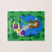 Puzzle Sirène verte dans l'océan avec un dauphin (Horizontal)