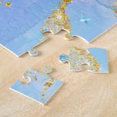 Puzzle Sirènes Paillettes Rose Violet Ajouter Nom (Côté)