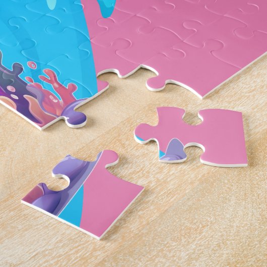 Puzzle Sirènes, Poisson éclaboussant dans l'eau personnal (Côté)