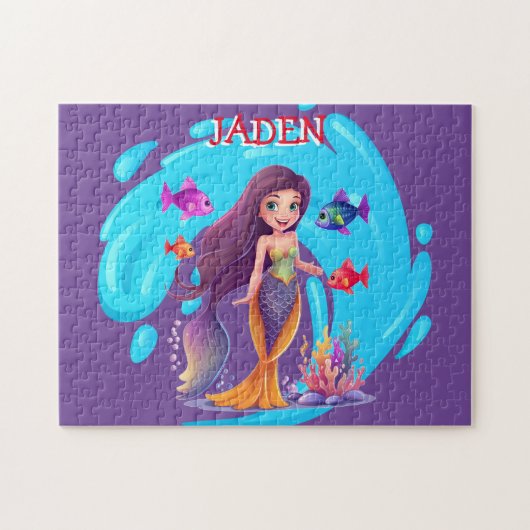 Puzzle Sirènes, Poisson éclaboussant dans l'eau personnal (Horizontal)