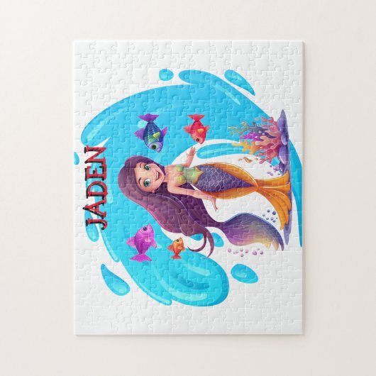 Puzzle Sirènes, Poisson éclaboussant dans l'eau personnal (Vertical)