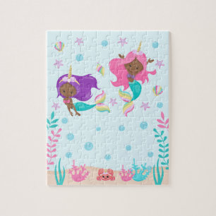 Puzzle Sirènes Unicorne Sous Le Ton De La Peau Sombre De 