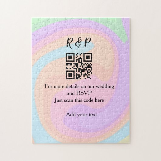 Puzzle Site web de mariage rsvp q r code ajouter nom text (Vertical)