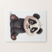 Puzzle Sitting Panda Bear Cartoon Illustration Artwork (Horizontal)