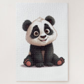 Puzzle Sitting Panda Bear Cartoon Illustration Artwork (Vertical)