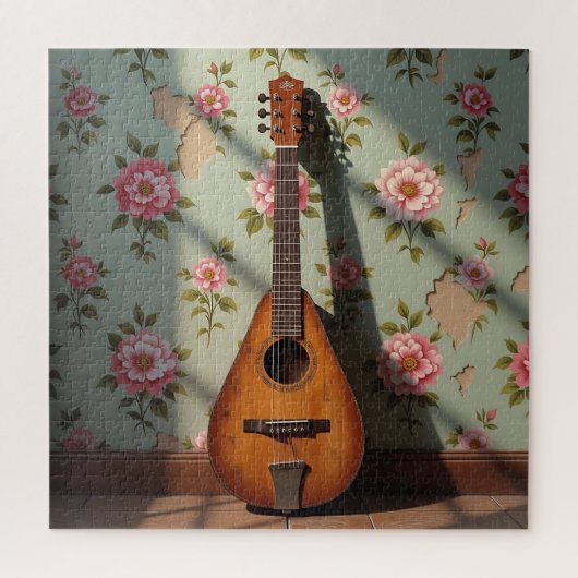 Puzzle Six-Stringed Dulcimer Vintage Floral (Vertical)