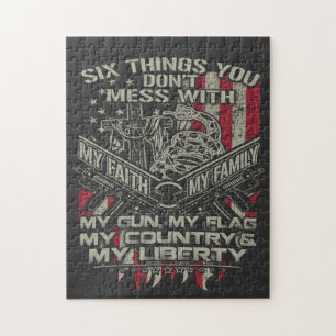 Puzzle six things you donot mess with my family, my flag 