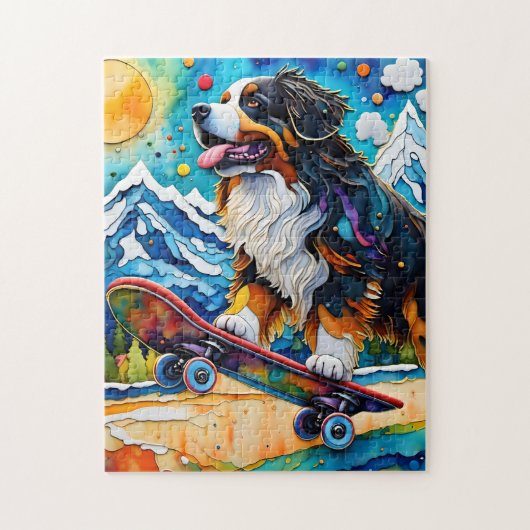 Puzzle Skateboard Bernese Mountain Dog (Vertical)