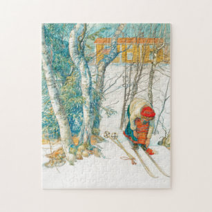 Puzzle Ski d'hiver par Carl Larsson