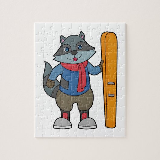 Puzzle Ski Racoon (Vertical)