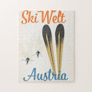 Puzzle Skiwelt Autriche affiche de voyage ski
