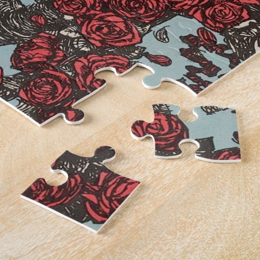 Puzzle Skull Surrounded by Roses (Côté)