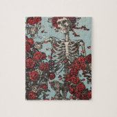 Puzzle Skull Surrounded by Roses (Vertical)
