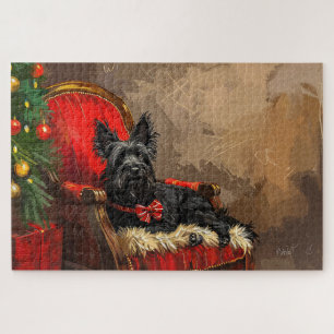 Puzzle Skye Terrier Chien Noël Festif