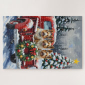 Puzzle Skye Terrier Christmas Red Truck Holiday (Horizontal)