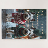 Puzzle Skye Terrier Dogs Christmas Snow Holiday  (Horizontal)