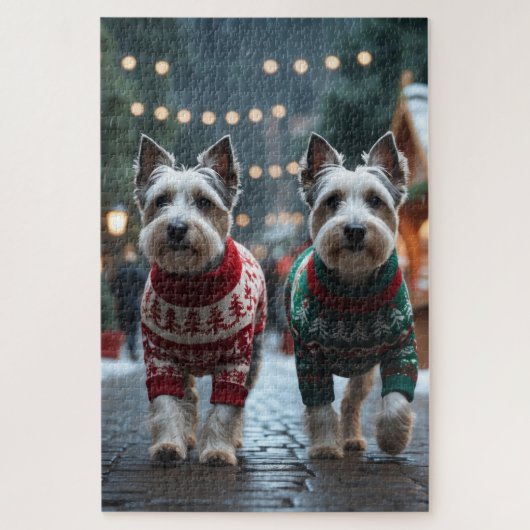 Puzzle Skye Terrier Dogs Christmas Snow Holiday  (Vertical)