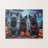 Puzzle Skye Terrier Halloween Éffrayant (Horizontal)