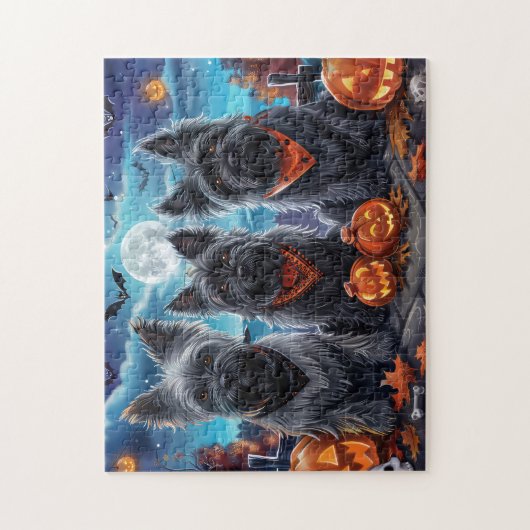 Puzzle Skye Terrier Halloween Éffrayant (Vertical)