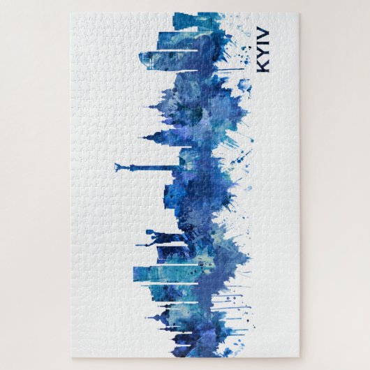 Puzzle Skyline bleu Kiev Ukraine (Vertical)