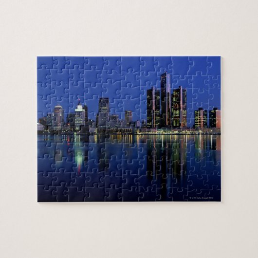Puzzle Skyline de Détroit la nuit (Horizontal)